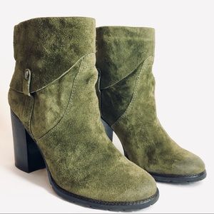 NBW Green Suede Ankle High Heel Boots 9M